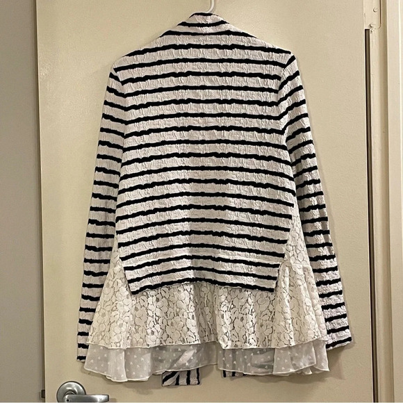 POSTMARK by ANTHROPOLOGIE‎ NWOT Lace Striped Cardigan in Black and White - Picture 4 of 9